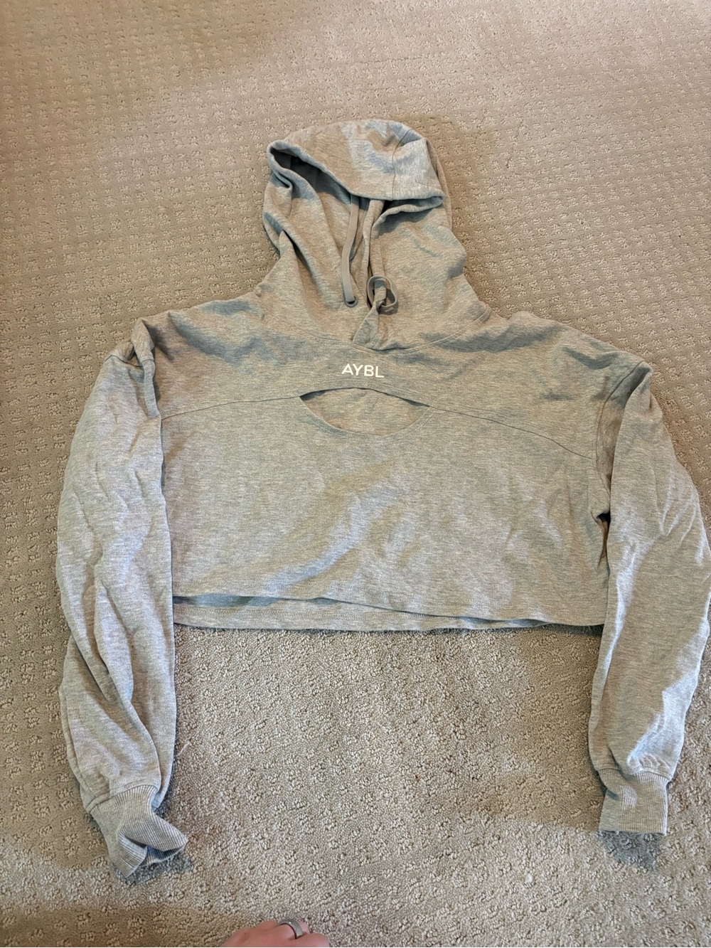 AYBL Light Gray Cropped Cutout Hoodie